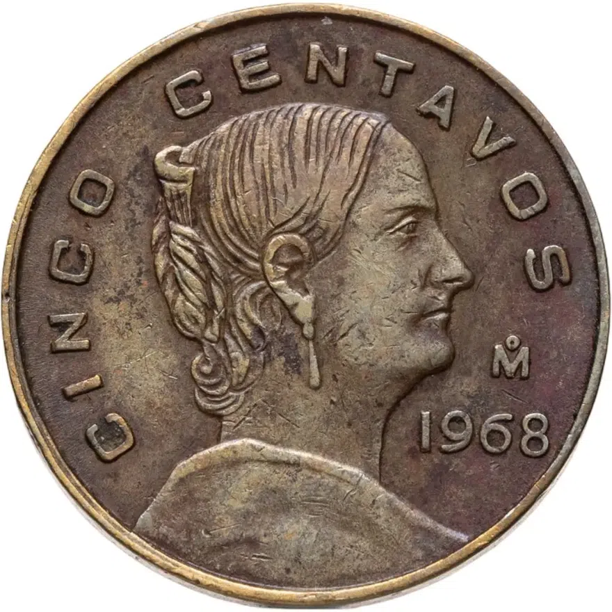 Мексика 5 сентаво (centavos) 1968, аверс
