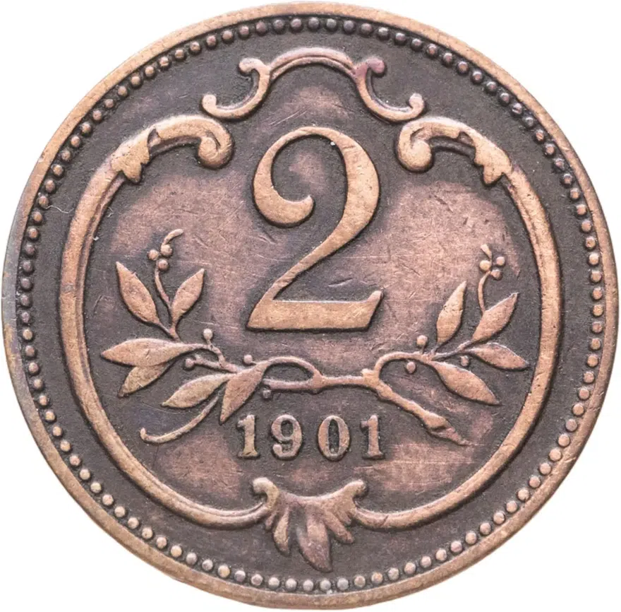 Австрия 2 геллера (heller) 1901