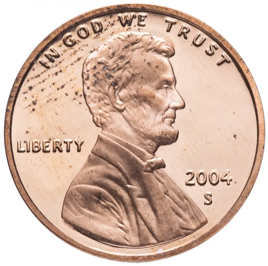 США 1 цент (cent) 2004 S Мемориал Линкольна (Lincoln Memorial Cent) знак монетного двора "S", аверс