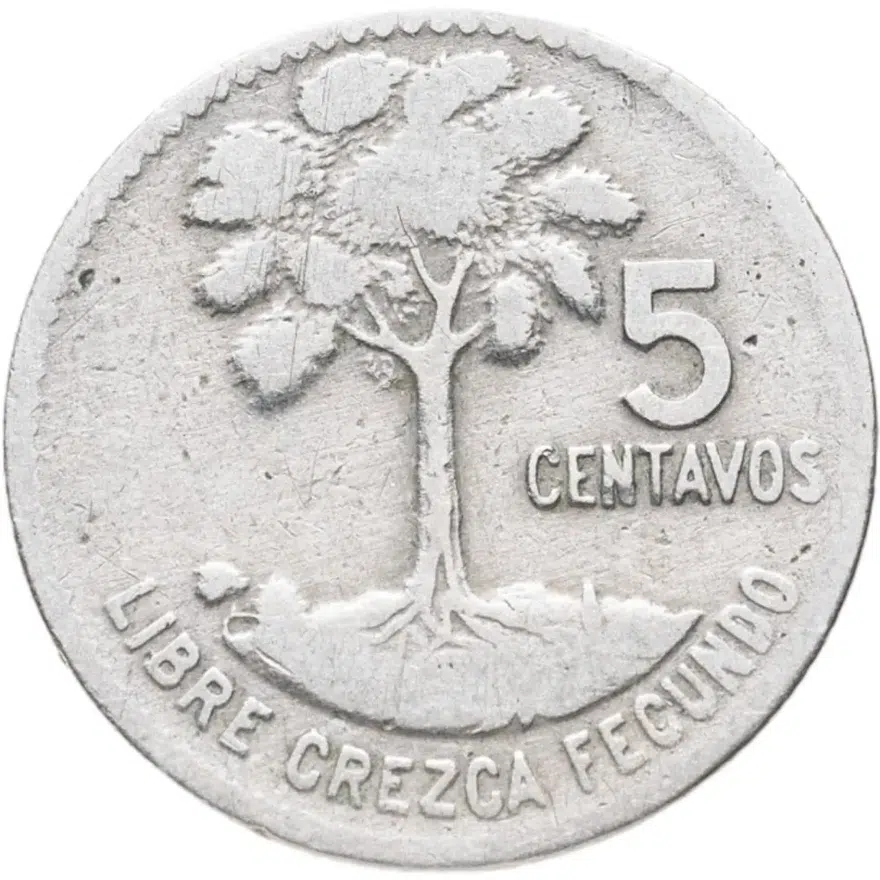 Гватемала 5 сентаво (centavos) 1969, реверс