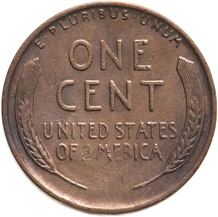 США 1 цент (cent) 1944 без обозначения монетного двора, реверс