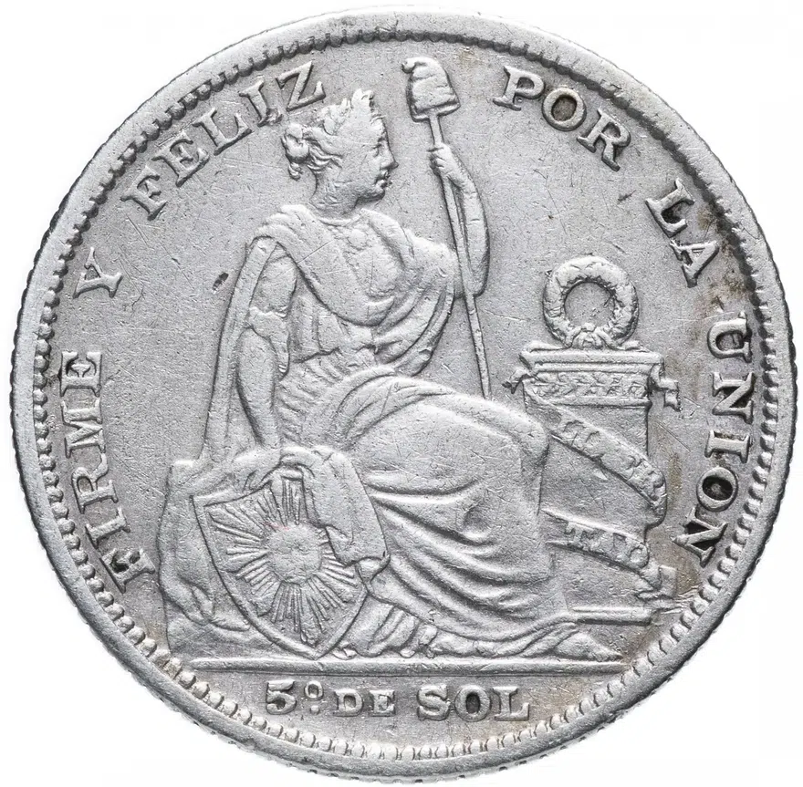 Перу 1/5 соля (sol) 1888, аверс