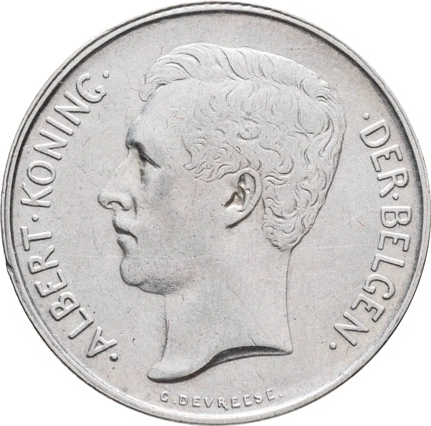 Бельгия 2 франка (francs) 1911  Надпись на голландском - 'ALBERT KONING DER BELGEN'