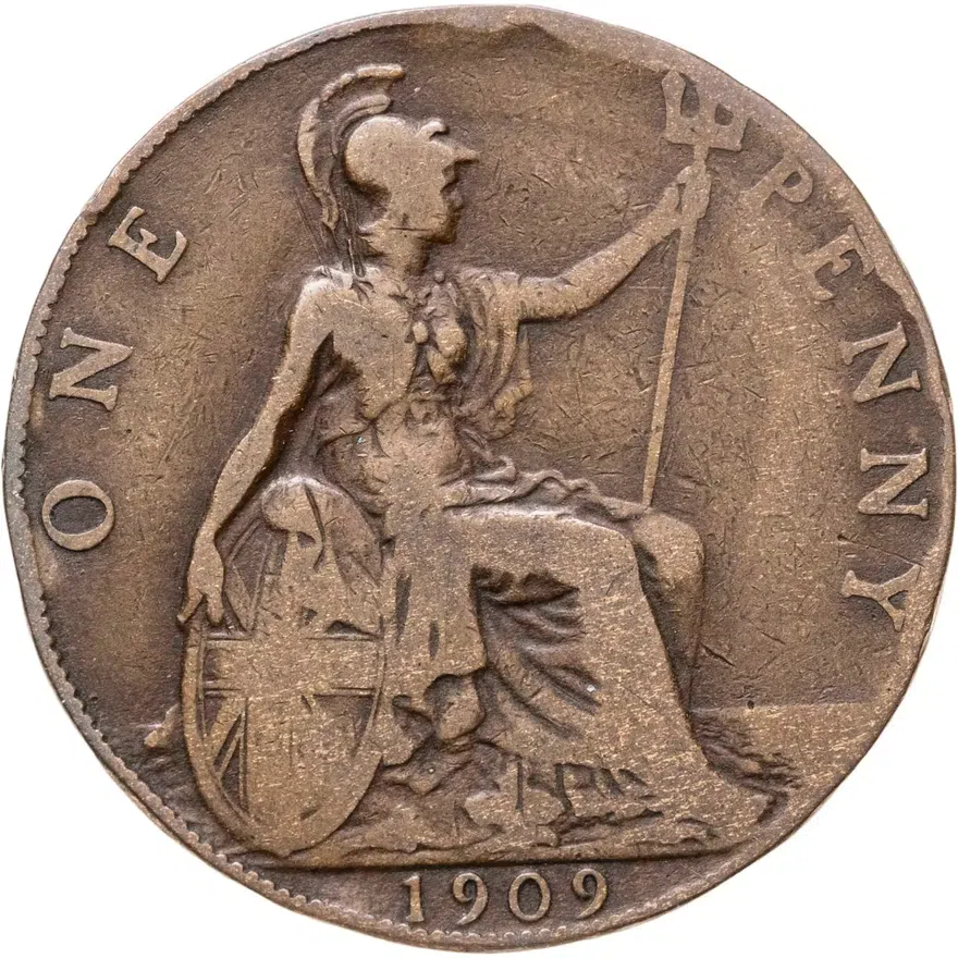 Великобритания 1 пенни (penny) 1909, реверс