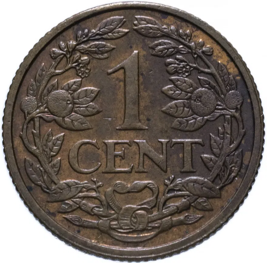 Нидерланды 1 цент (cent) 1928, реверс