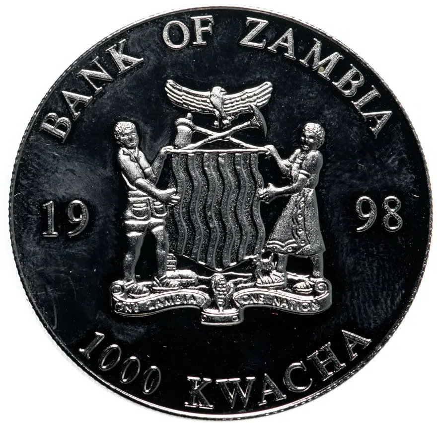 Замбия 1000 квач (kwacha) 1998  50 лет Всемирной организации здравоохранения, реверс