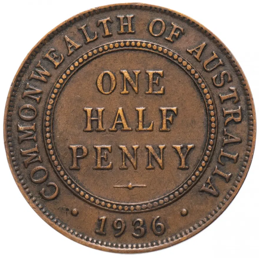 Австралия 1/2 пенни (penny) 1936, аверс