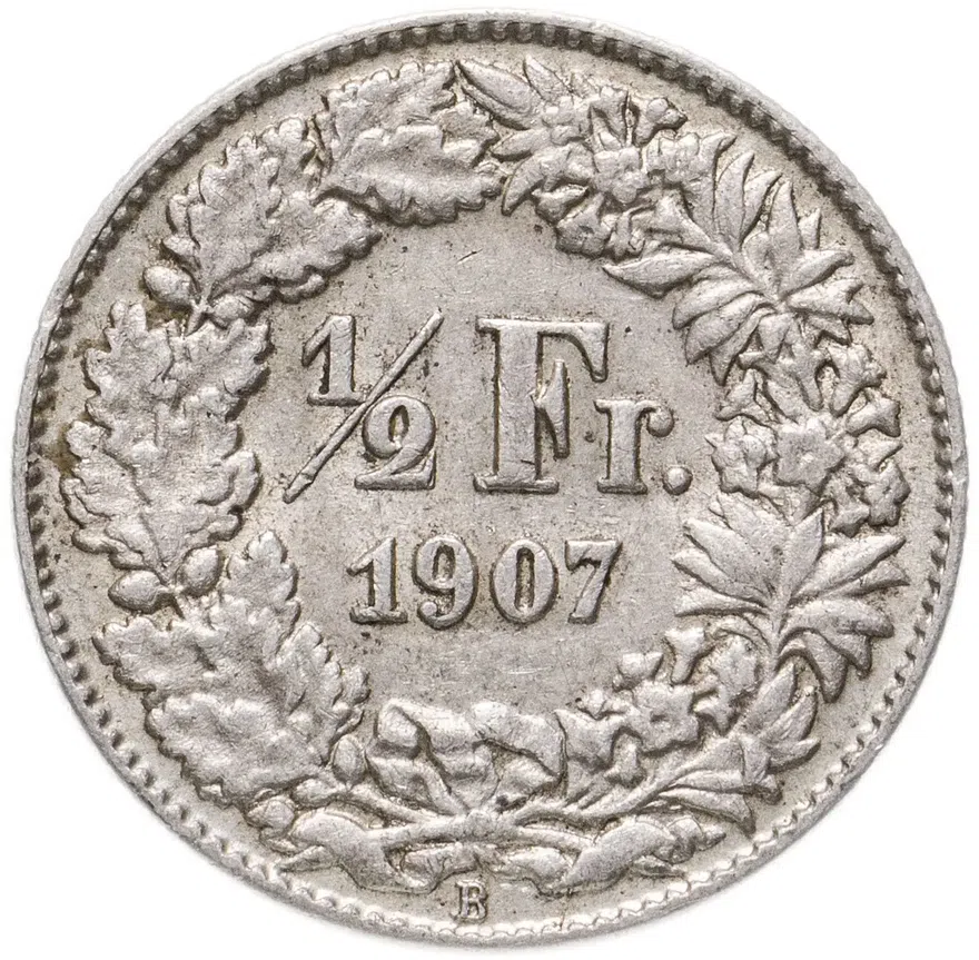 Швейцария 1/2 франка (franc) 1907