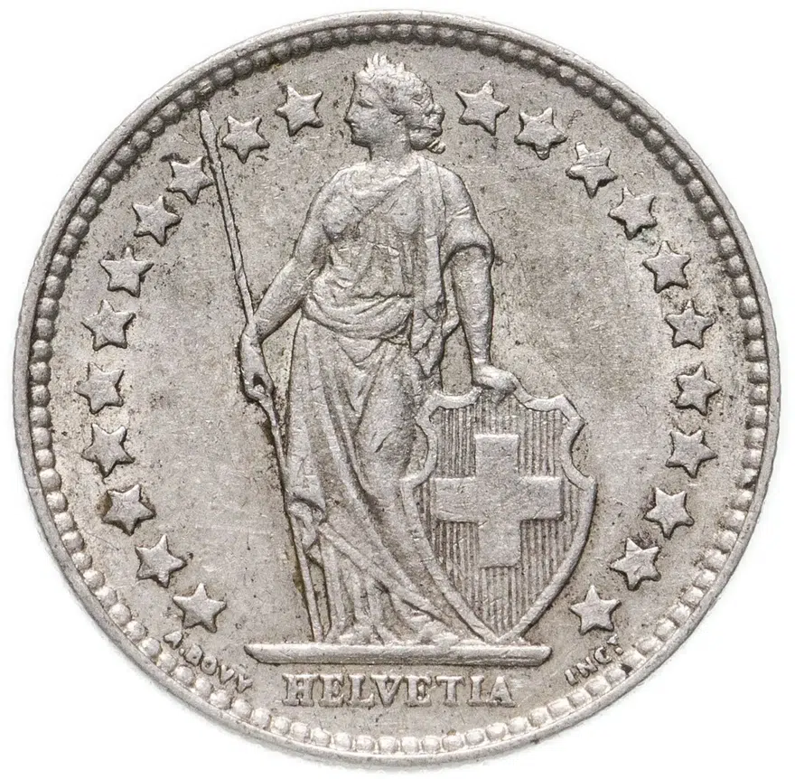 Швейцария 1/2 франка (franc) 1907, реверс