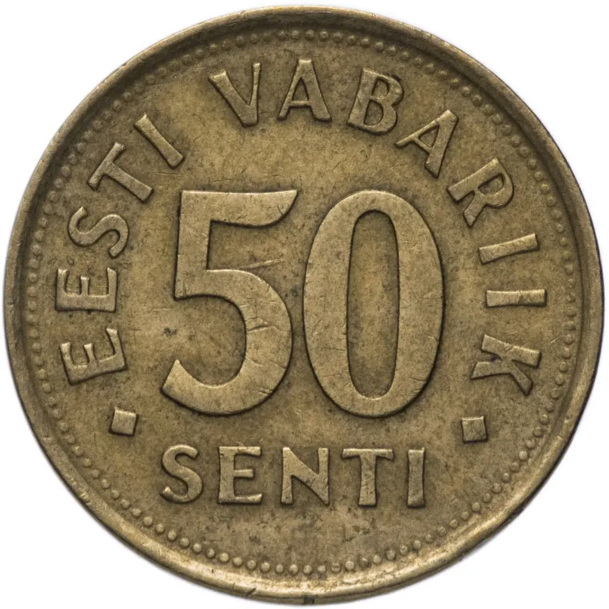 Эстония 50 сентов (senti) 1992