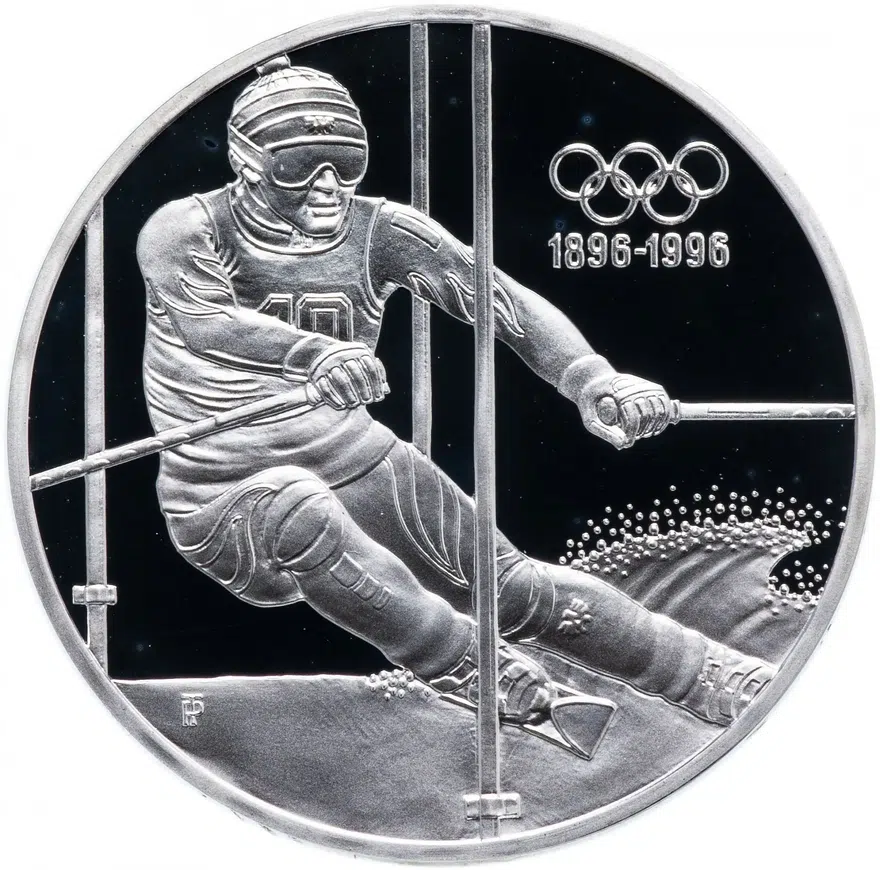 Австрия 200 шиллингов (shillings) 1995 "100 лет Олимпийским играм - Лыжный спорт", реверс