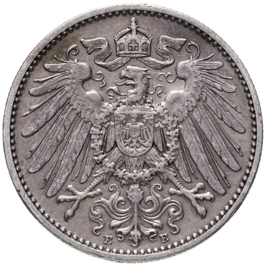 Германия 1 марка 1902 E знак монетного двора: "E" - Мульденхюттен, реверс
