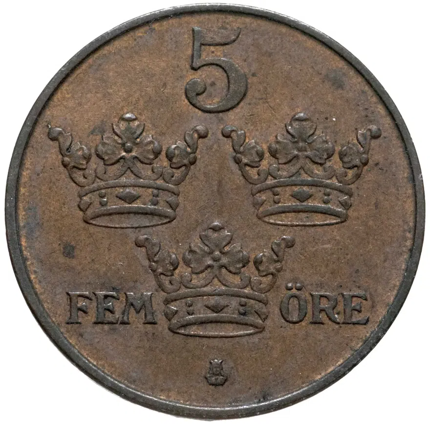 Швеция 5 эре (ore) 1915