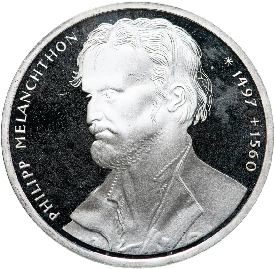 Германия 10 марок (deutsche mark) 1997 D 500 лет со дня рождения Филиппа Меланхтона знак монетного двора: "D" - Мюнхен