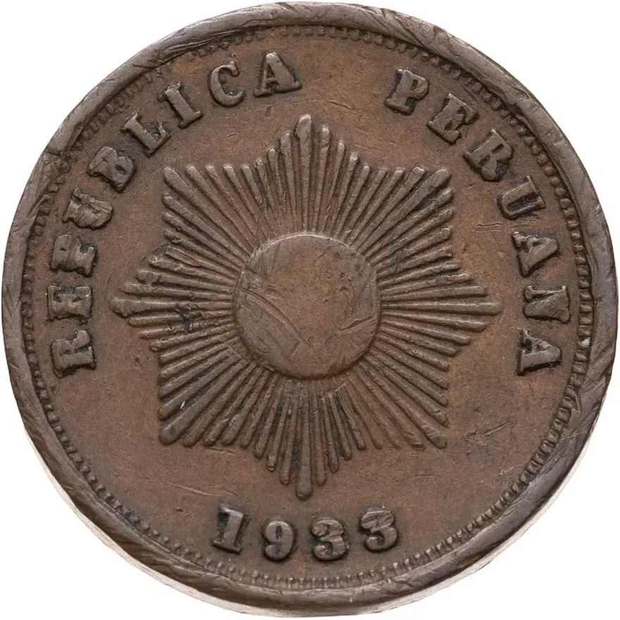 Перу 2 сентаво (centavos) 1933, реверс