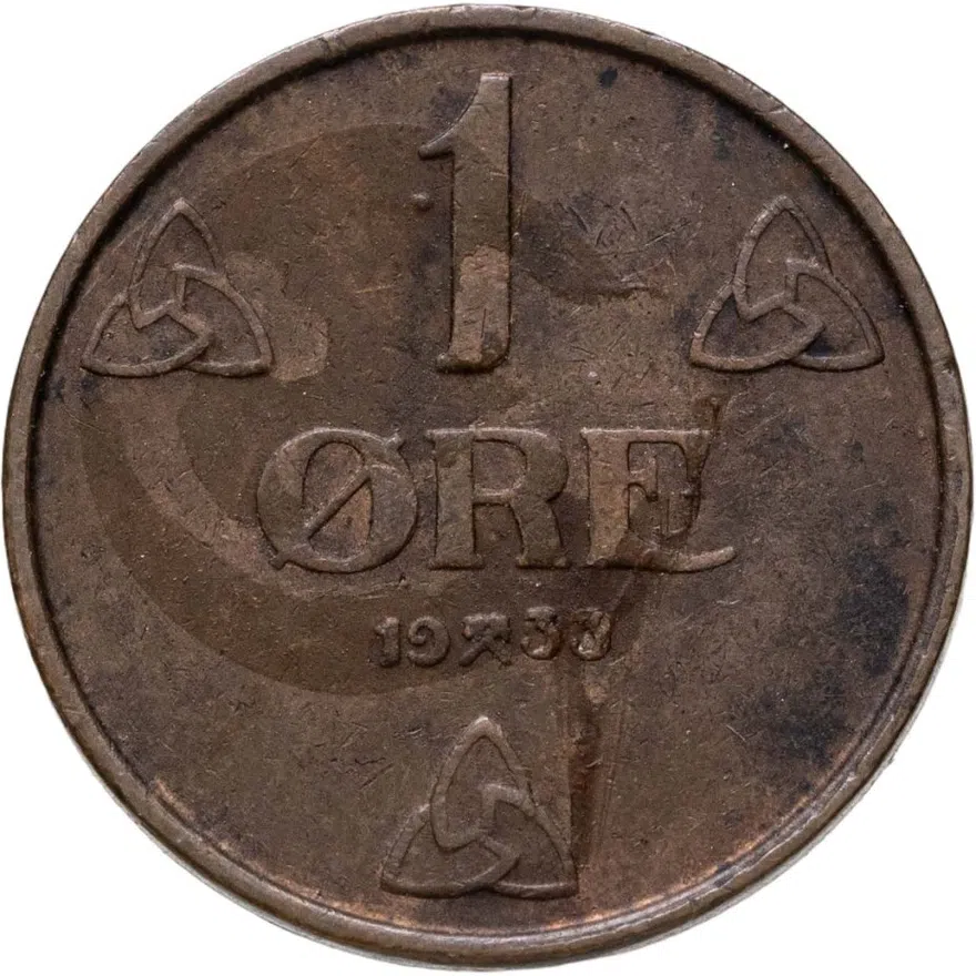 Норвегия 1 эре (ore) 1933, реверс