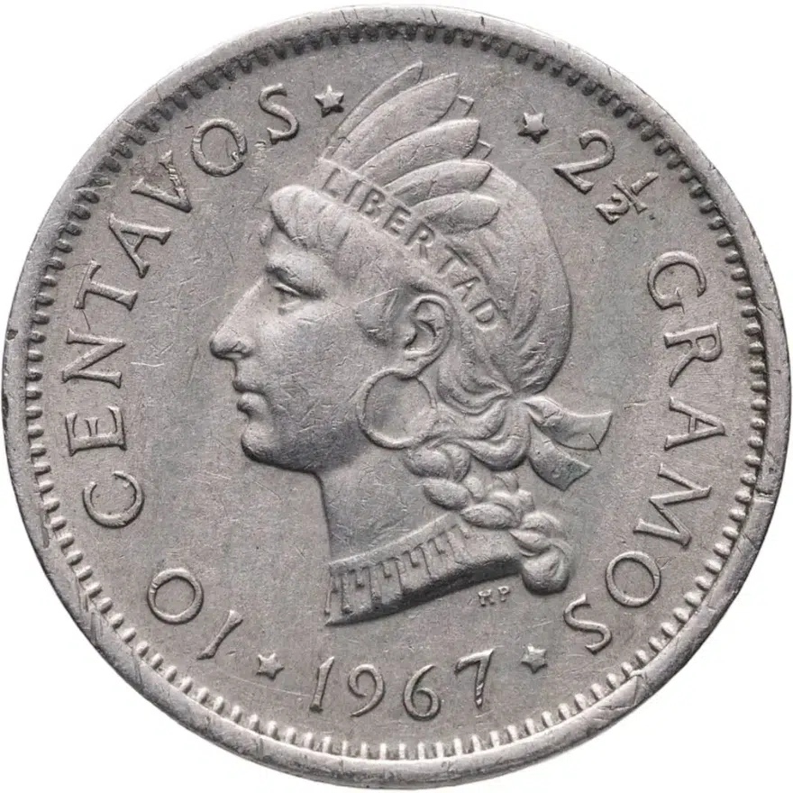 Доминикана 10 сентаво (centavos) 1967, реверс