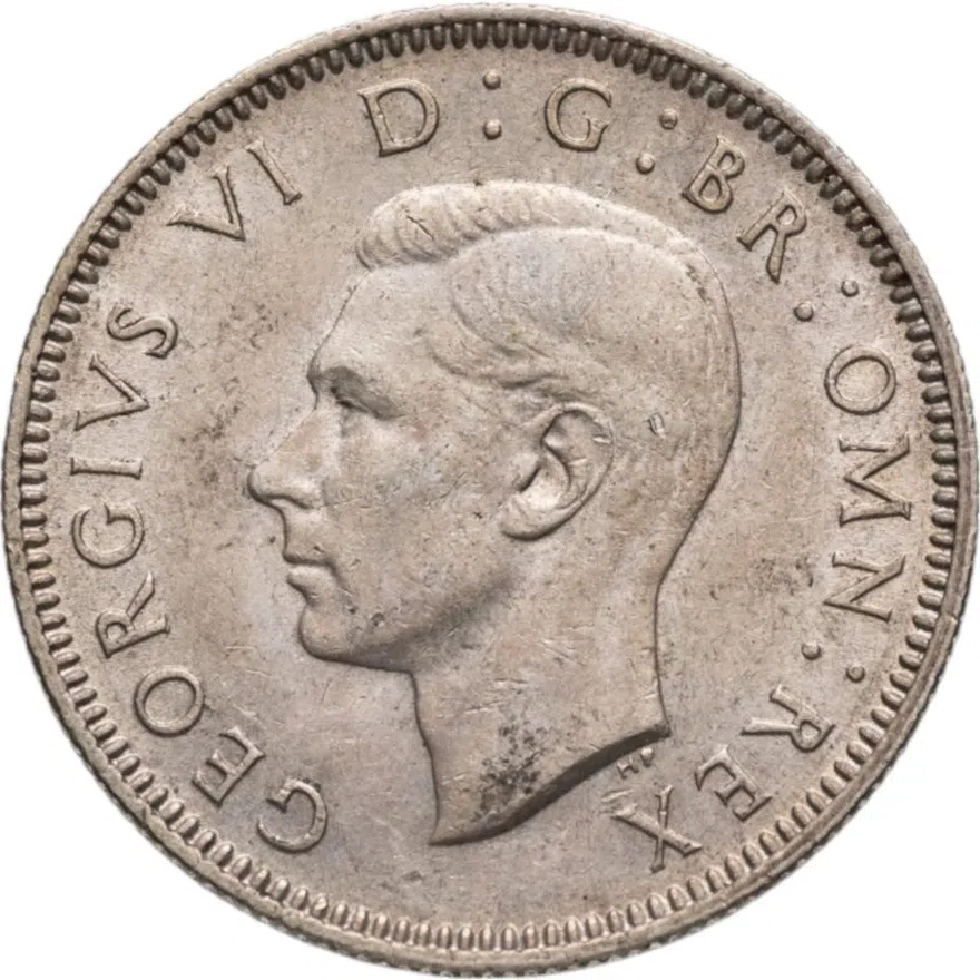 Великобритания 1 шиллинг (shilling) 1945  Английский шиллинг - лев, стоящий на короне, реверс