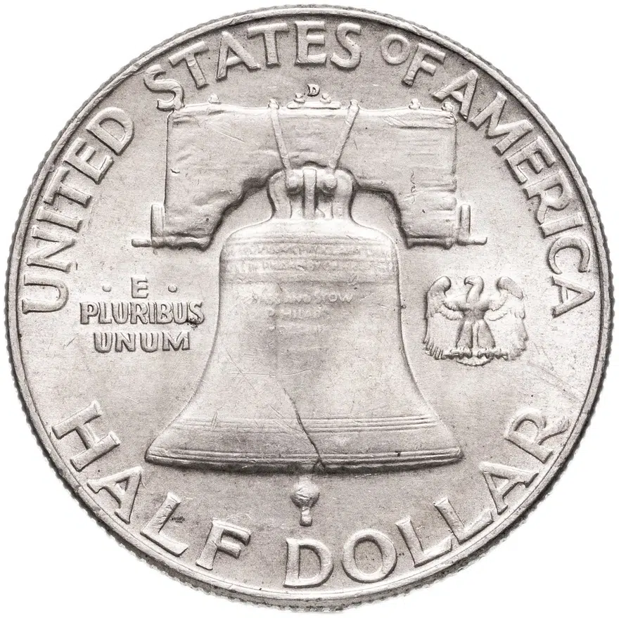 США 50 центов (1/2 доллара, half dollar) 1952 D  Franklin Half Dollar