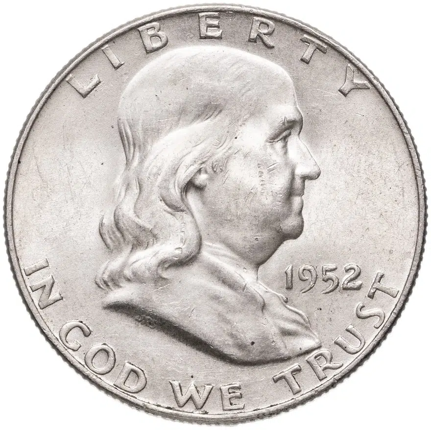США 50 центов (1/2 доллара, half dollar) 1952 D  Franklin Half Dollar, реверс