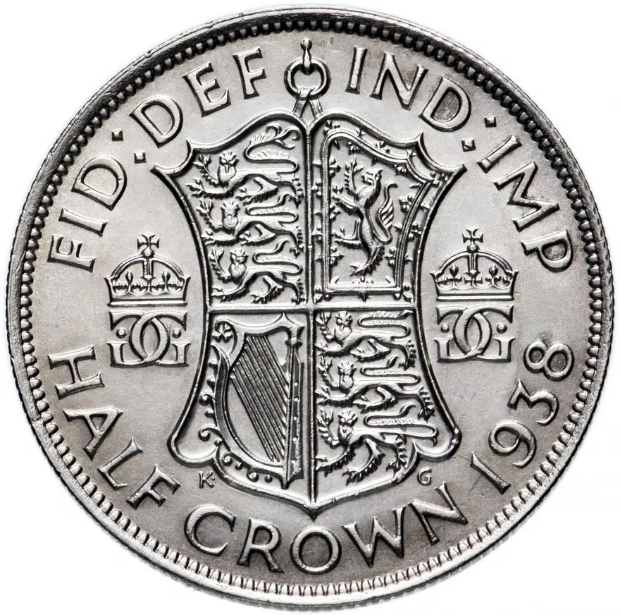 Великобритания 1/2 кроны (crown) 1938, реверс
