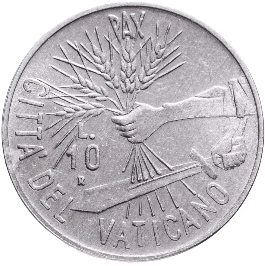 Ватикан 10 лир (lire) 1984, реверс