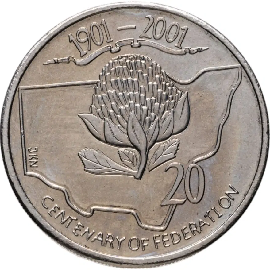 Австралия 20 центов (cents) 2001  Столетие Федерации - Новый Южный Уэльс