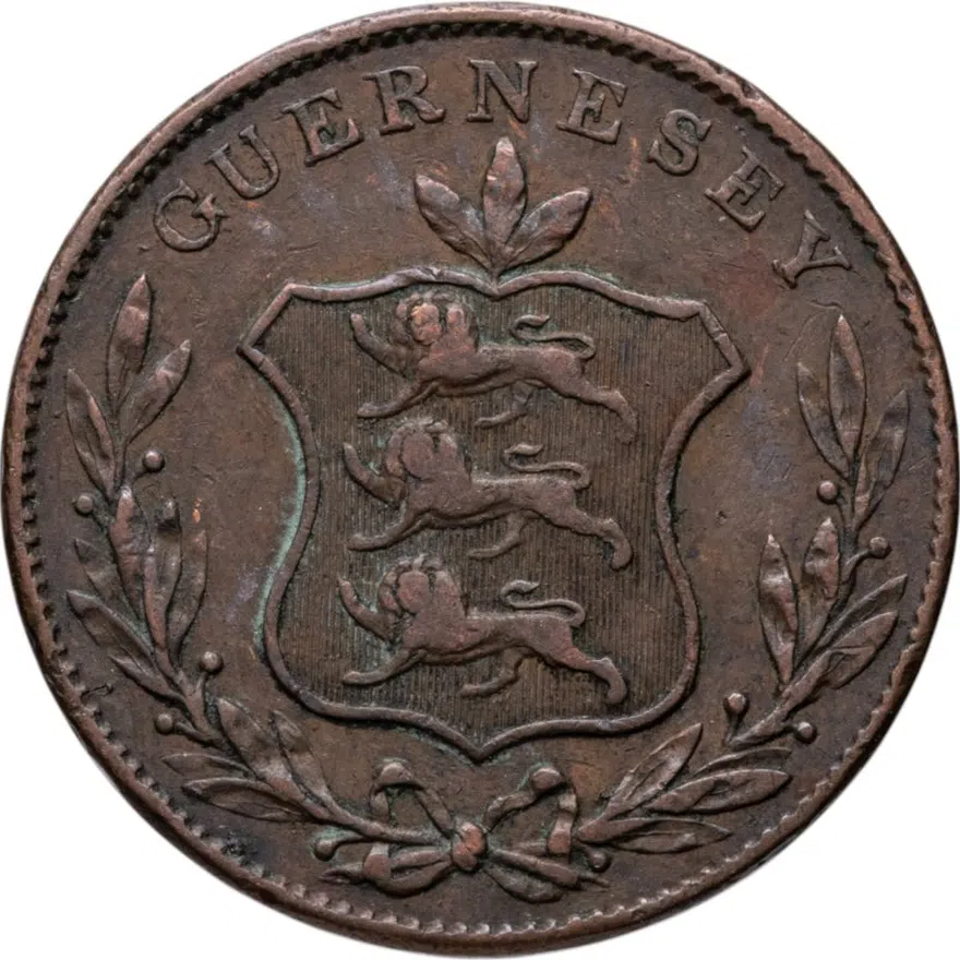 Гернси 8 дублей (doubles) 1834, реверс