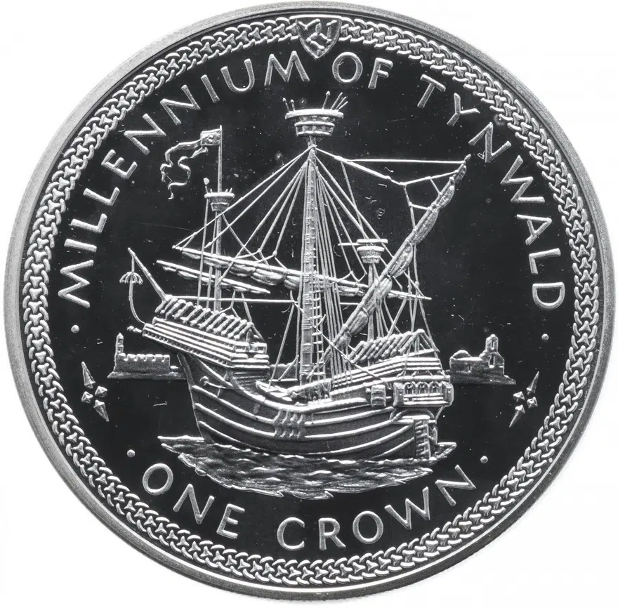 Остров Мэн 1 крона (crown) 1979 "1000 лет Тинвальду - Каракка", аверс