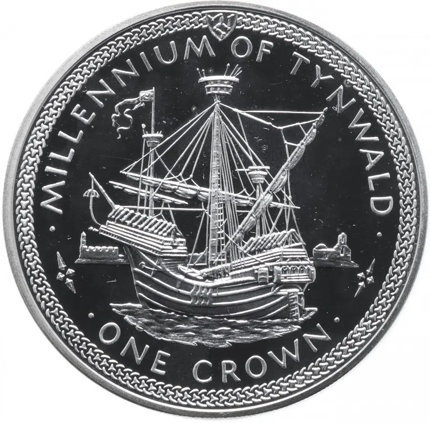 Остров Мэн 1 крона (crown) 1979 "1000 лет Тинвальду - Каракка", реверс