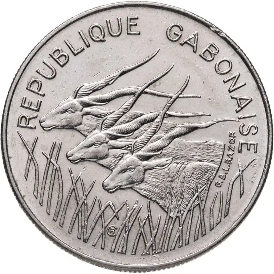 Габон 100 франков 1984, реверс