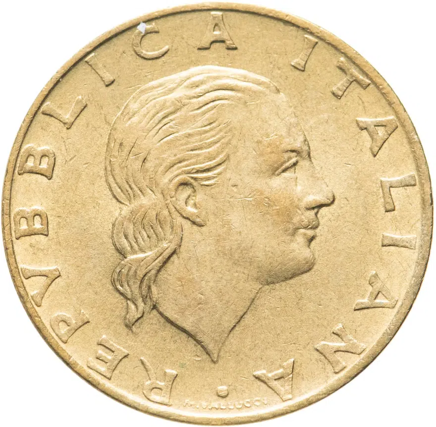 Италия 200 лир (lire) 1989  100 лет морской военной базе в Таранто, реверс
