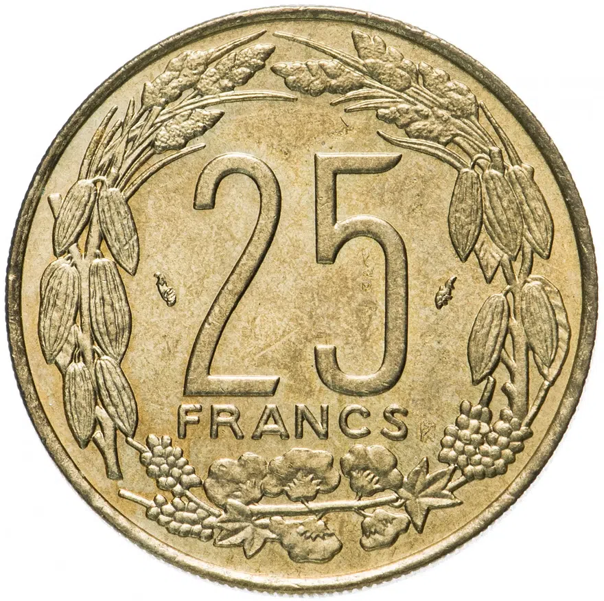 Центральная Африка (BEAC) 25 франков (francs) 1975