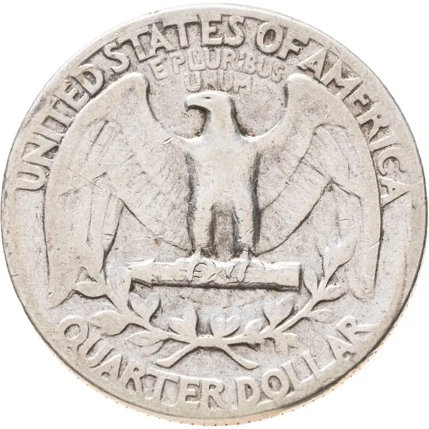 США 25 центов (квотер, 1/4 доллара, quarter dollar) 1945  Washington Quarter Без отметки монетного двора, реверс