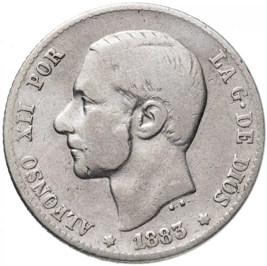 Испания 1 песета (peseta) 1883, аверс
