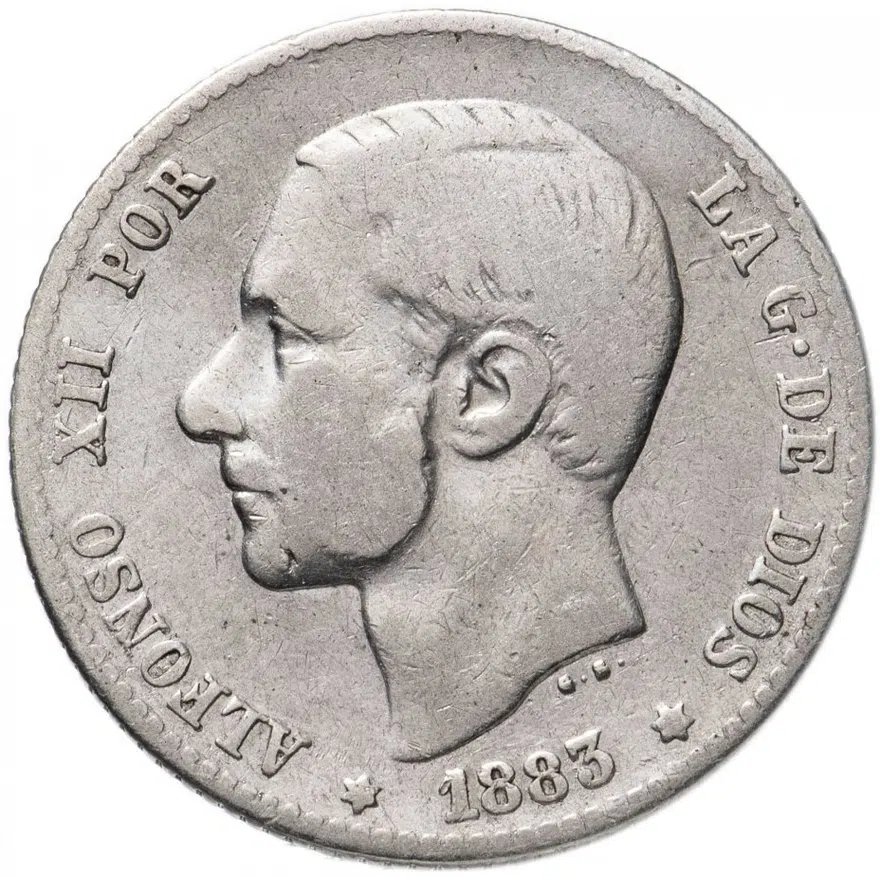 Испания 1 песета (peseta) 1883, реверс