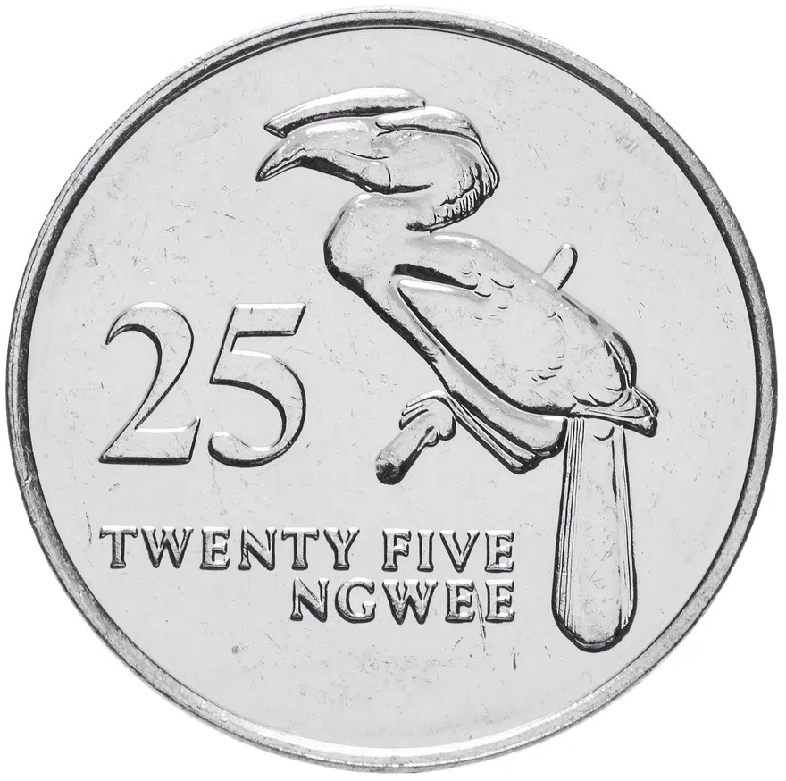 Замбия 25 нгве (ngwee) 1992, реверс