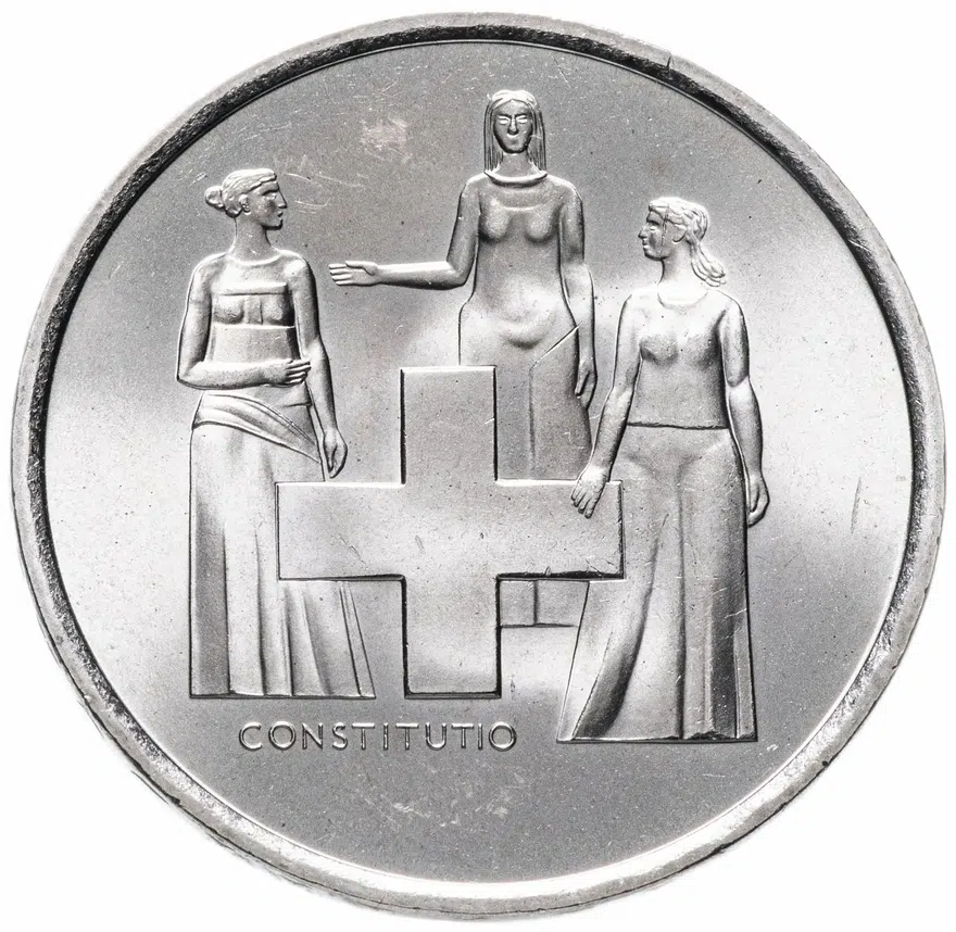 Швейцария 5 франков 1974 "100 лет Конституции", реверс