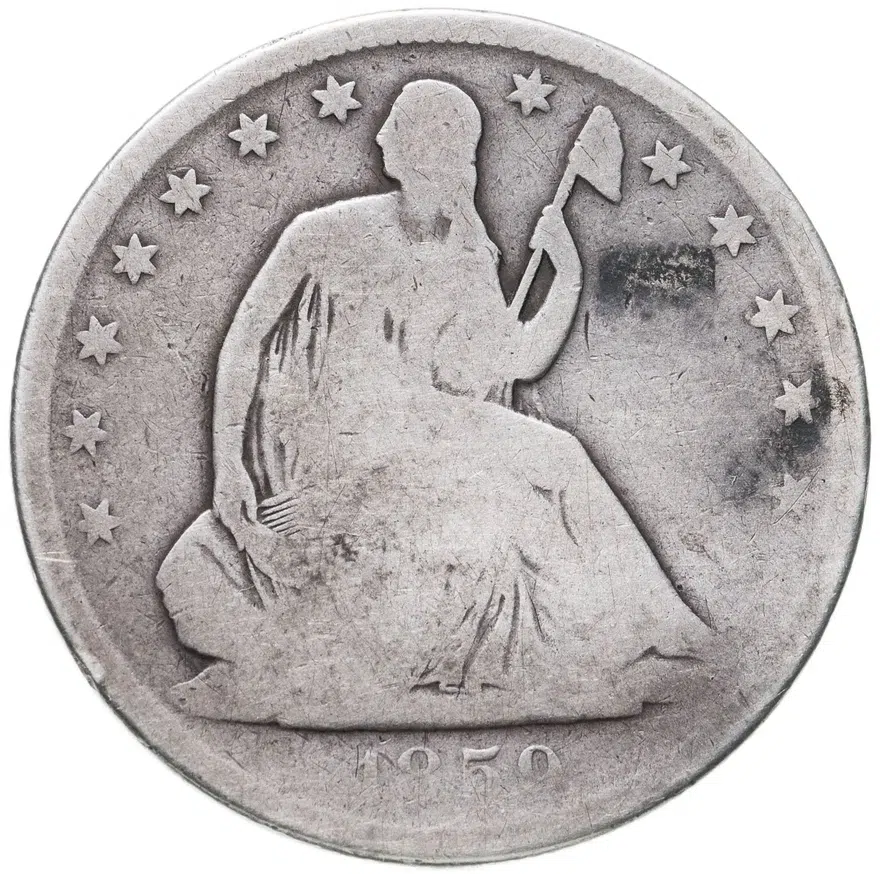 США 50 центов (1/2 доллара, half dollar) 1859 O Seated Liberty Half Dollar знак монетного двора: "O" - Новый Орлеан