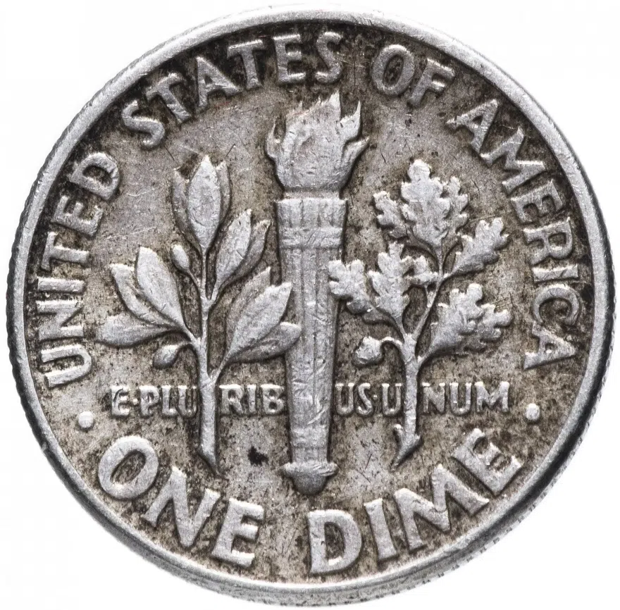 США 10 центов (дайм, one dime) 1962   Silver Roosevelt Dime (Рузвельт) без обозначения монетного двора, аверс