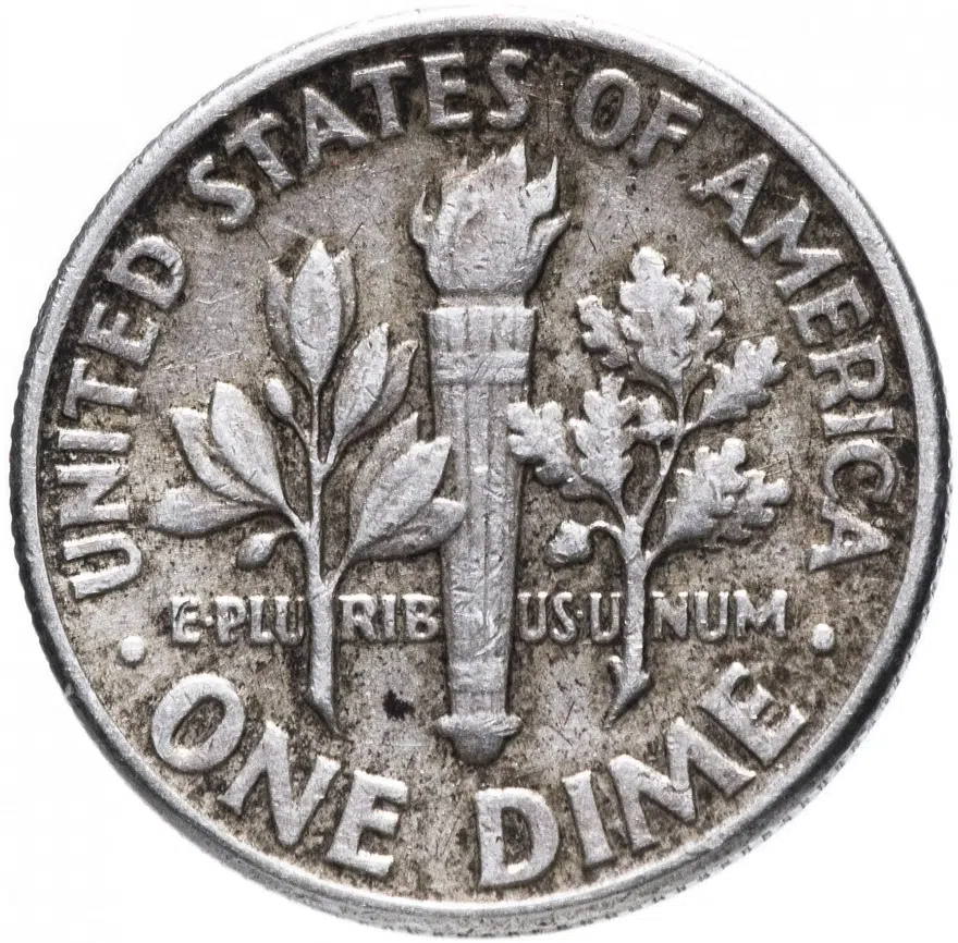 США 10 центов (дайм, one dime) 1962   Silver Roosevelt Dime (Рузвельт) без обозначения монетного двора, реверс