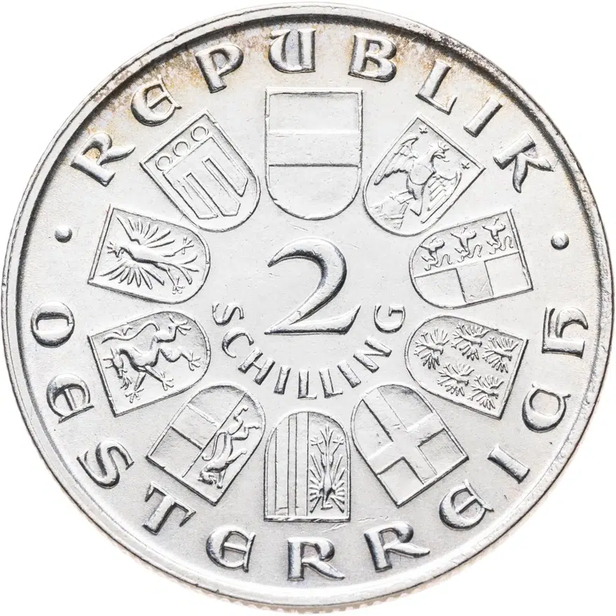 Австрия 2 шиллинга (shillings) 1929  100 лет со дня рождения Теодора Бильрота, реверс