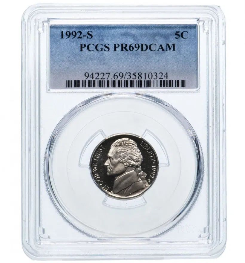 США 5 центов (cents) 1992 S Jefferson Nickel (Джефферсон) знак монетного двора "S", аверс