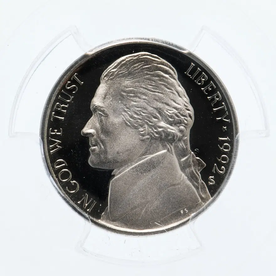 США 5 центов (cents) 1992 S Jefferson Nickel (Джефферсон) знак монетного двора "S", реверс