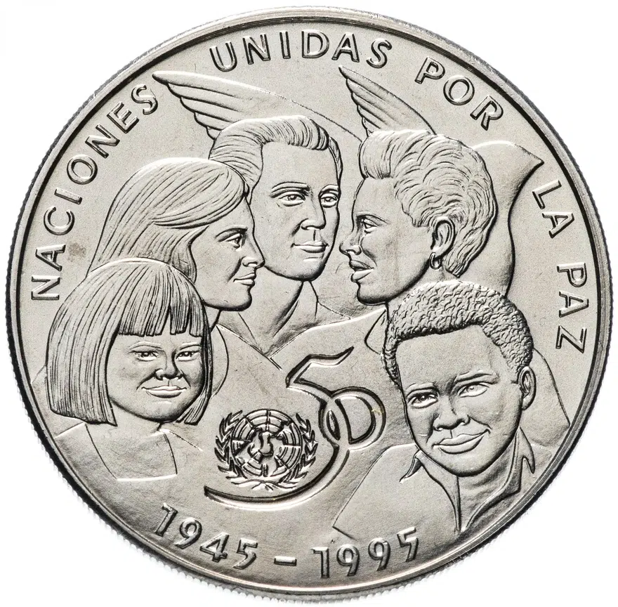 Куба 1 песо (peso) 1995 "50 лет ООН", реверс