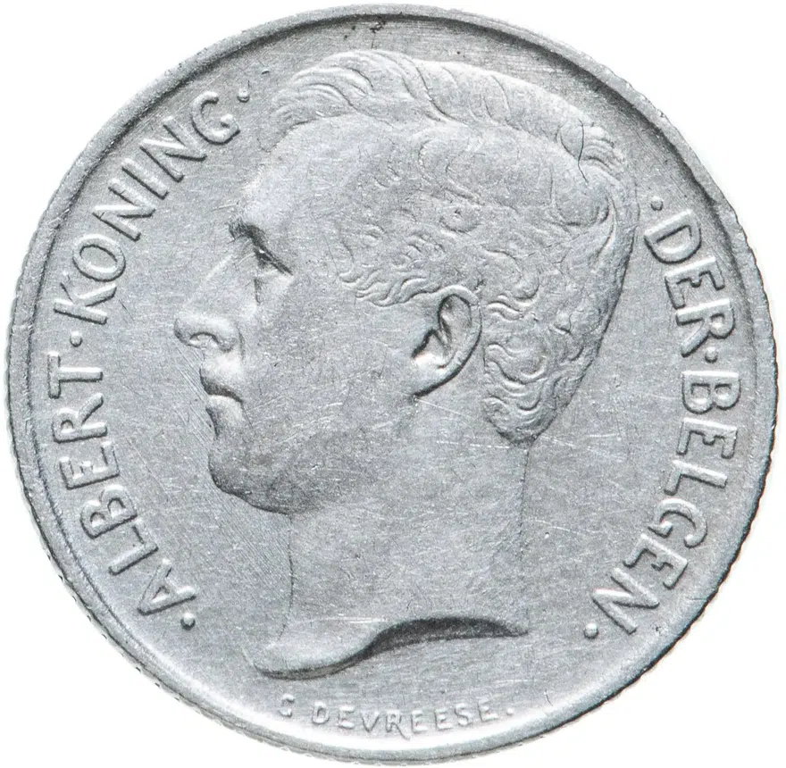 Бельгия 50 сантимов (centimes) 1912  Надпись на голландском - 'ALBERT KONING DER BELGEN', реверс