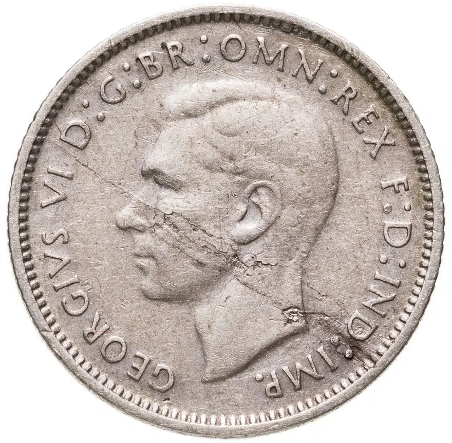 Австралия 6 пенсов (pence) 1942 D знак монетного двора: "D" - Денвер, реверс