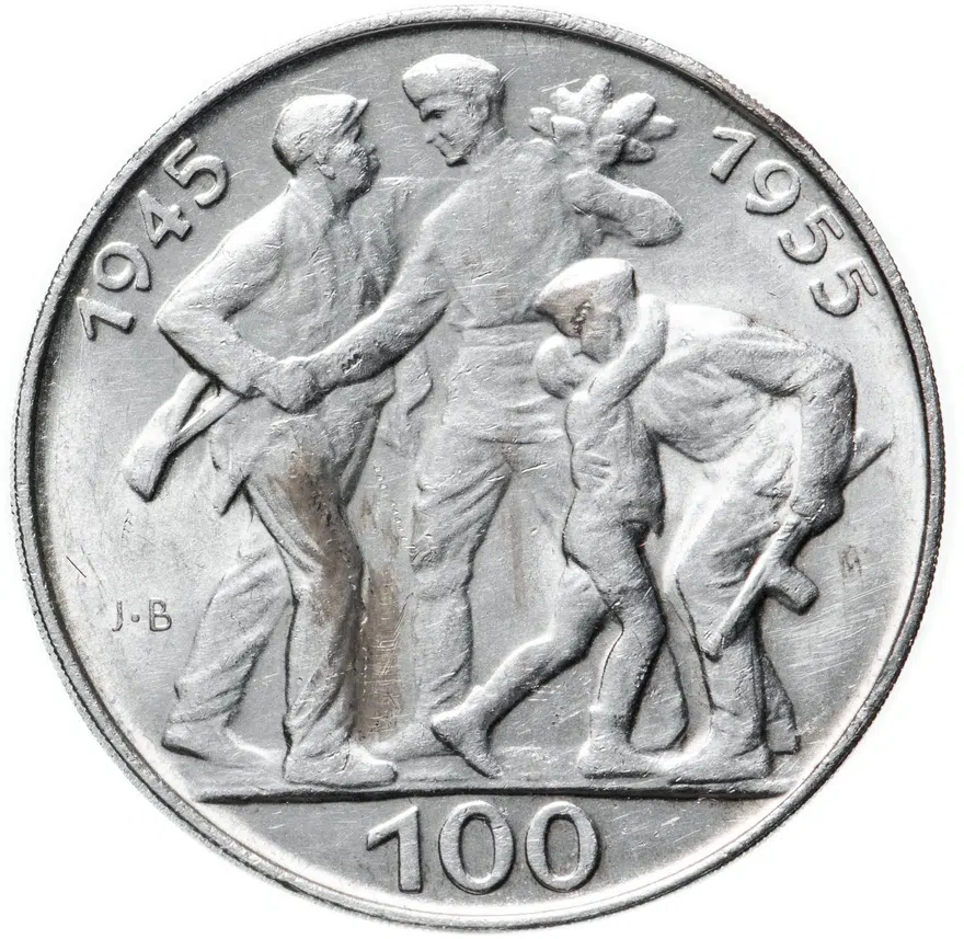 Чехословакия 100 крон (korun) 1955  10 лет освобождению от Германии