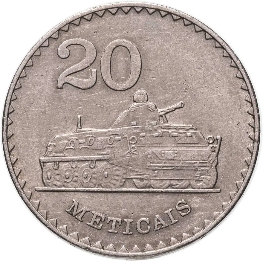 Мозамбик 20 метикалов (meticais) 1980, аверс