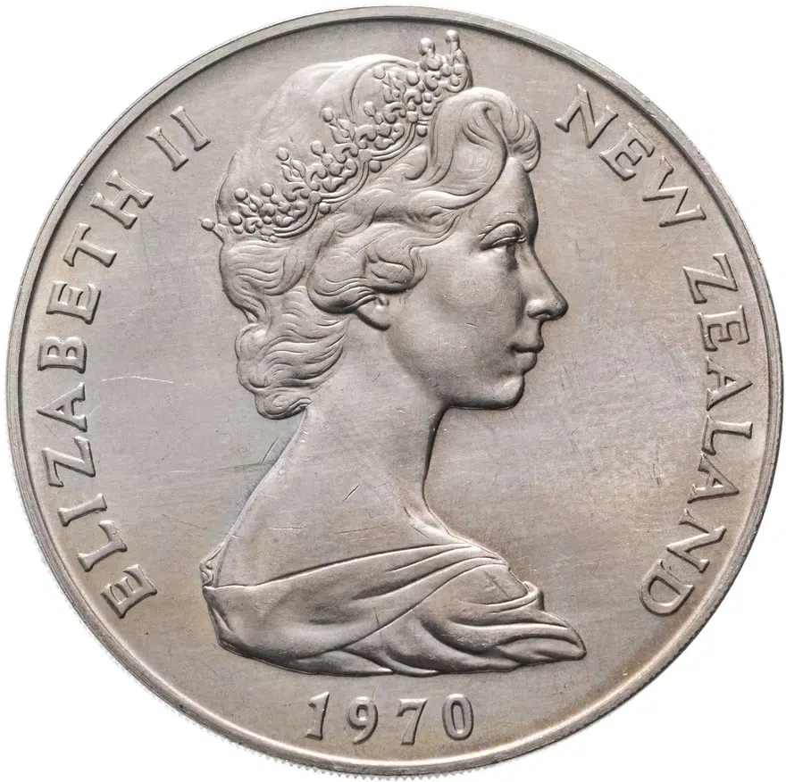 Новая Зеландия 1 доллар 1970 "Визит королевы Елизаветы II в Новую Зеландию. Гора Кука", реверс